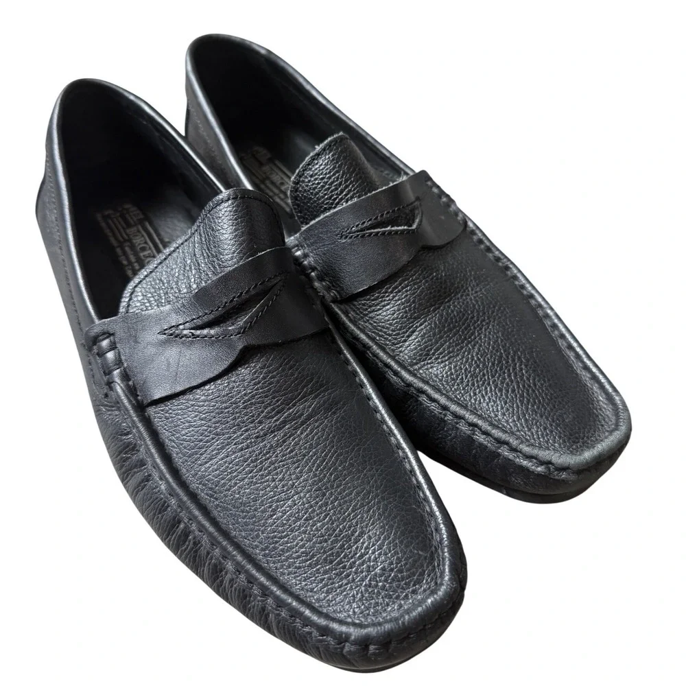 El Borcegui Mens Black Pebbled Leather Penny Loafers Driving Mocs Size 26 Mex‎
